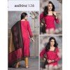 Salwar Suit- Pure Cotton with Self Print - Pink and Black  (Un Stitched)